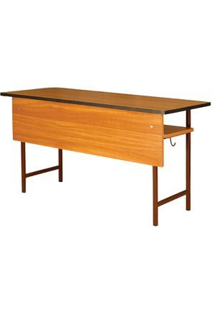 2 személyes négyzetcsővázas tanulóasztal - laminált asztallap, kerekített sarok